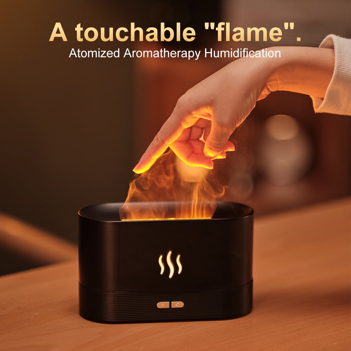 Durcord Ultrasonic Cool Mist Humidifier with 7 Colors Flame Lights,Essential Oil Diffuser,for Room,Black