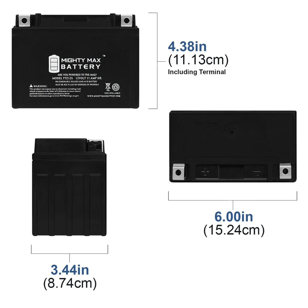 YTZ12S 12V 11AH Battery for Honda 750 VT750C, Shadow Spirit Aero 07-09