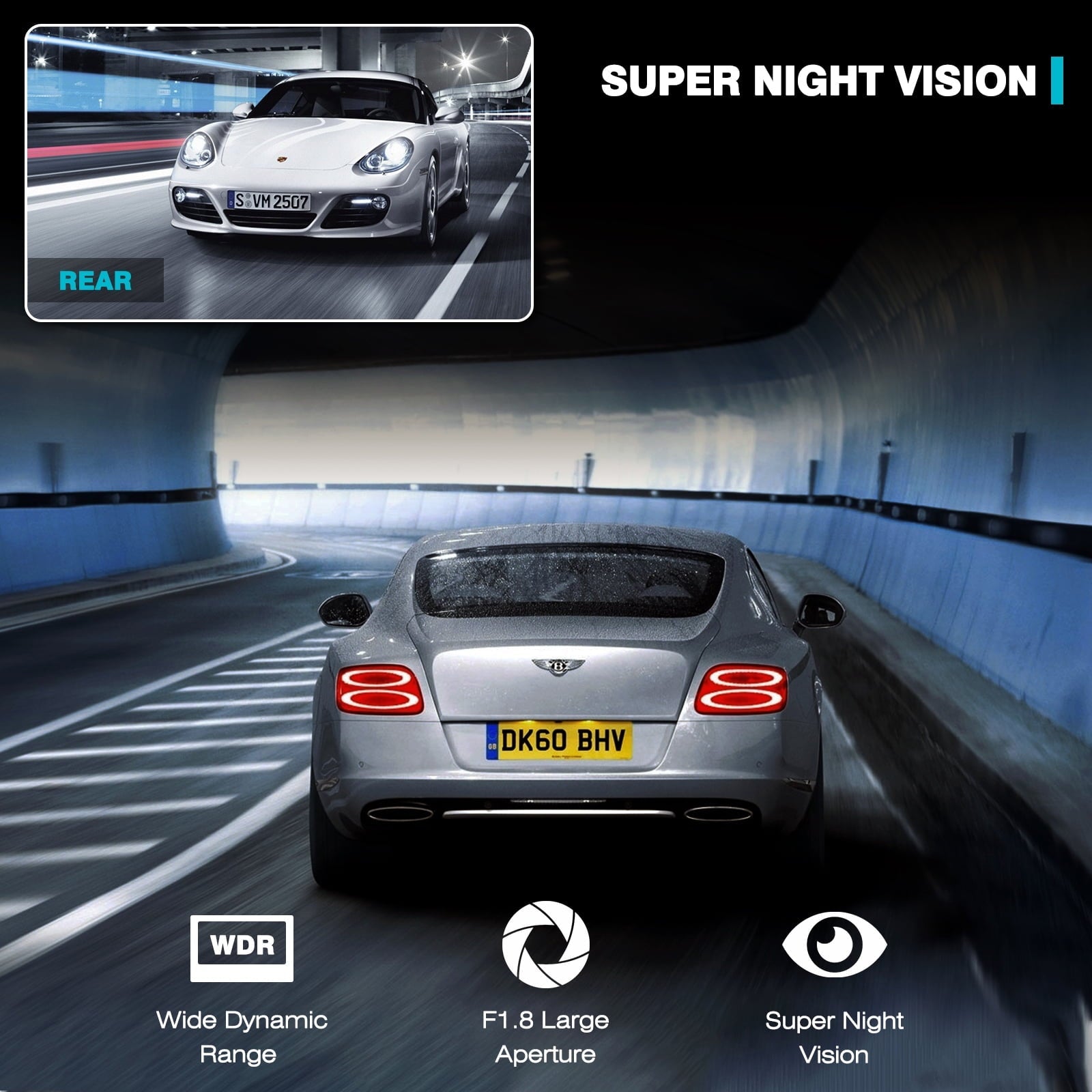 4K Dash Cam Front Rear Car Camera with Night Vision, Campark 3" IPS Screen Supercapacitor Camera for Car, with Parking Monitoring, Loop Recording, G-Sensor, Screen Saver