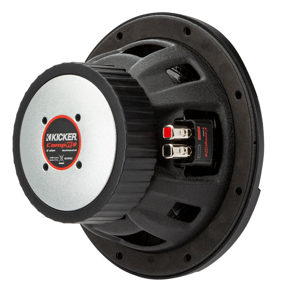 KICKER CompR 8 Inch Dual 4 Ohm DVC 600W Peak Power Car Audio Subwoofer
