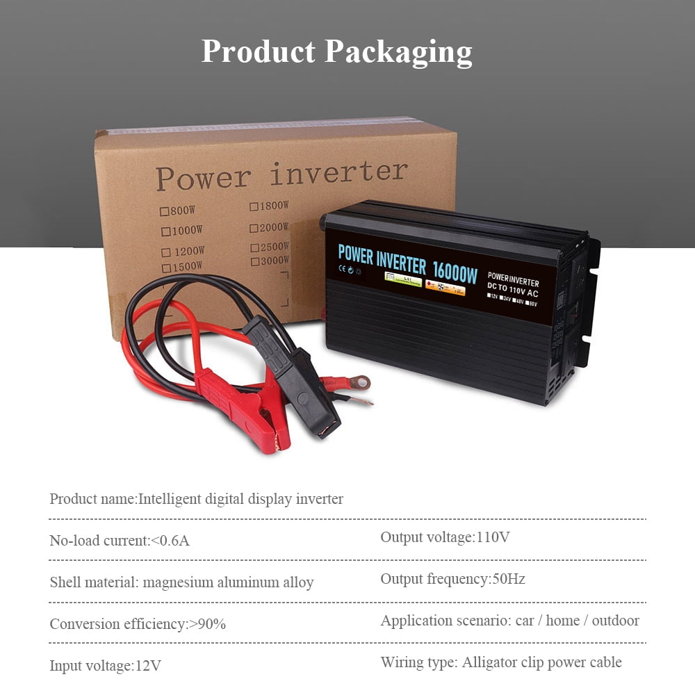 DFITO 1500W Continuous/3000W Peak Power Inverter DC 12V to 110V Car Converter AC with 2 AC Outlets and 2A USB Charging Port