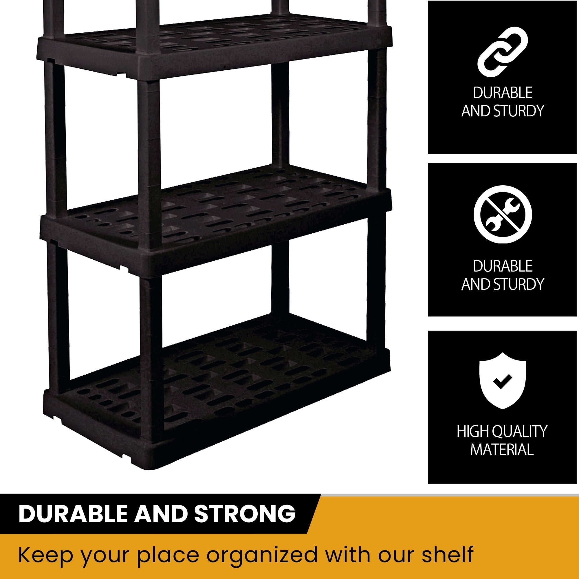 Hyper Tough Large 5-Tier Shelving Unit, W36 x D18 x H74" Interlocking Multipurpose Organizer, Black