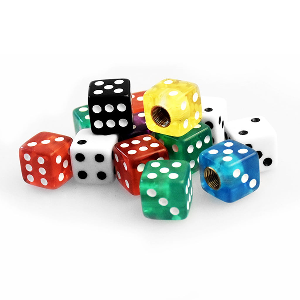 4pcs Dice Shape Car Truck Wheel Tire Air Valve Stem Cover Dust Cap