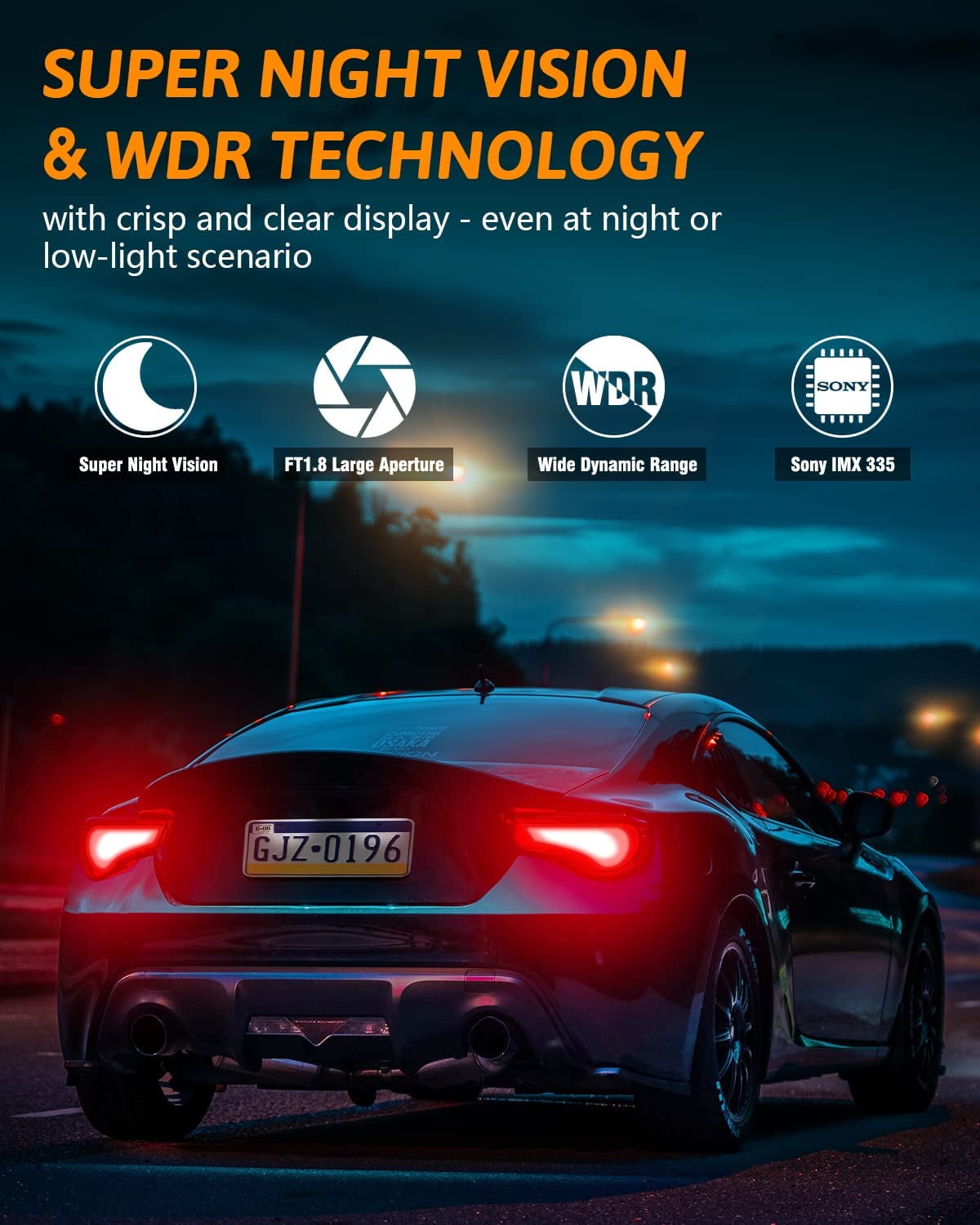 AQV Front 4K Dash Cam, Car Camera Front 4k Built-in GPS, SNOY IMX335 Sensor, Parking Monitor, Super Night Vision, WDR ,G-Sensor, Motion Detector ,Loop Recording ,32GB Card and Card Reader Included