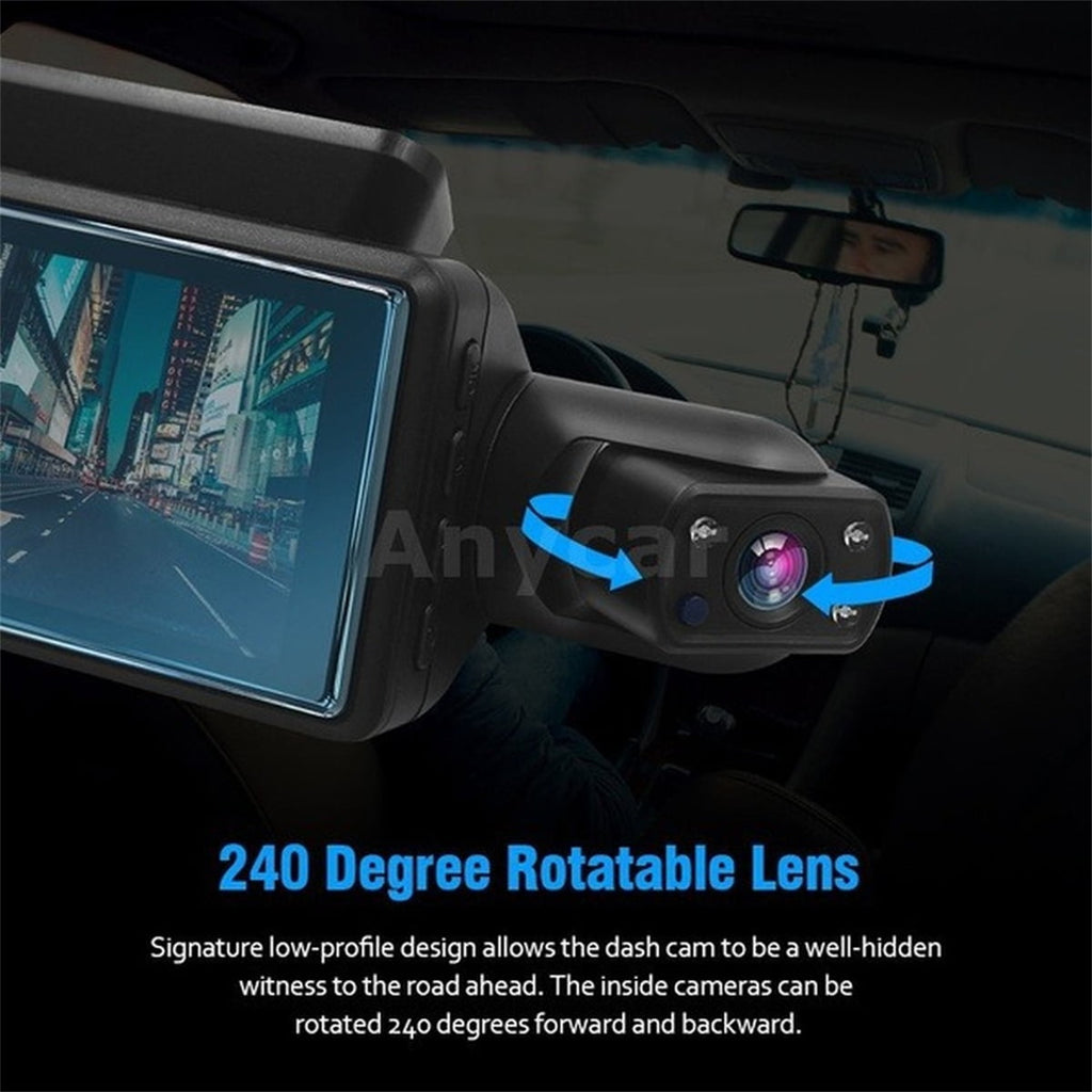 1080P Full HD Car Dash Cam Front And Inside Camera Car DVR Camera Wide Angle with Night Vision, G-Sensor, Crash Detection, Parking Monitor, Loop Recording