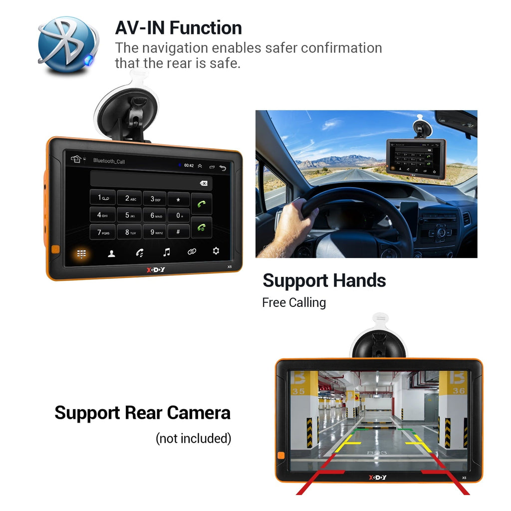 XGODY Truck GPS with Bluetooth 9 Inch Big Screen 256M+8GB GPS Navigation for Car GPS Navigation Trucker GPS with Lifetime Free Map Update