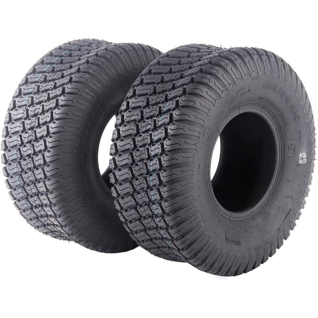 Pair 15X6-6 15x6.00x6 Turf Tires 4 Ply Lawn Mower & Garden Tractor Tubeless Tires