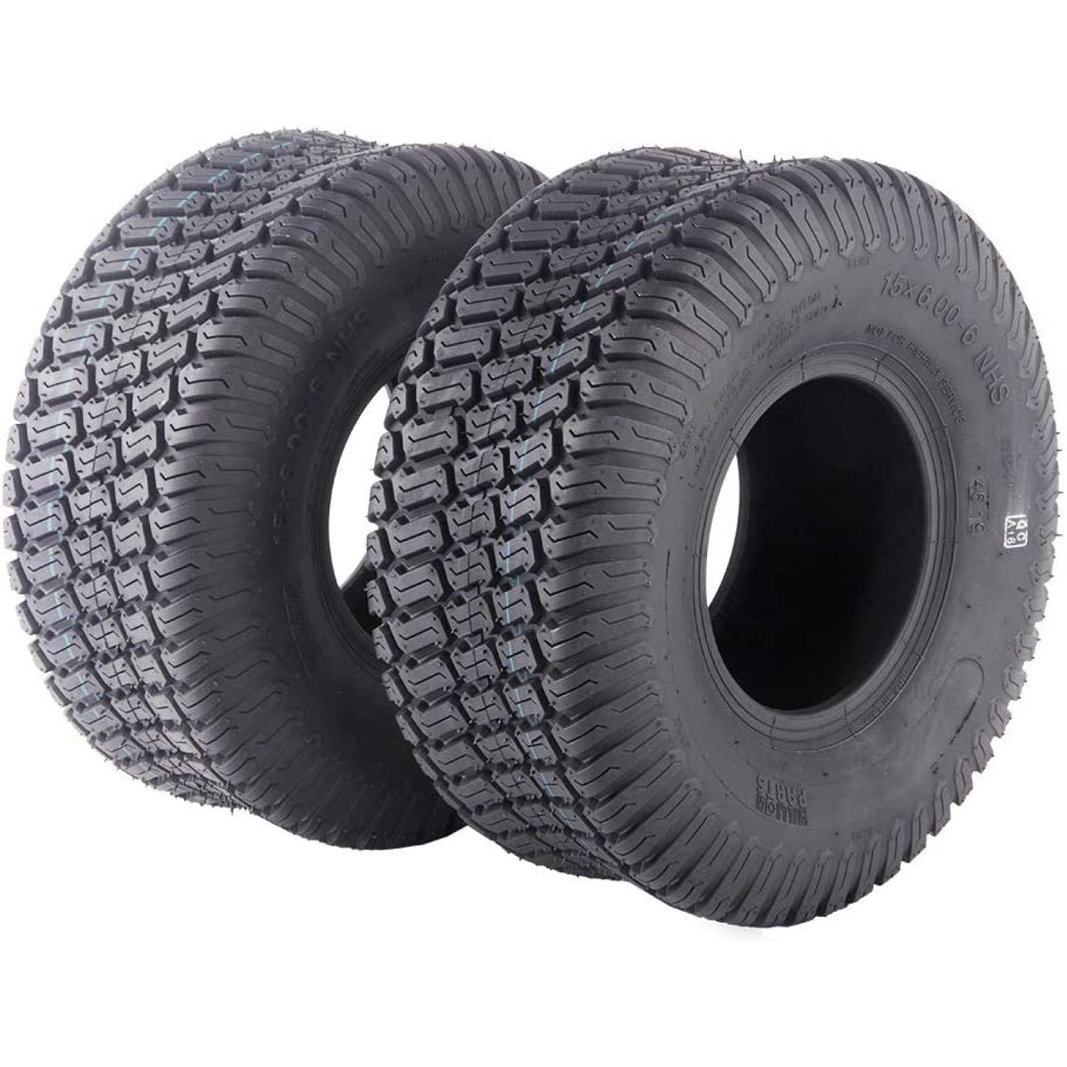 Pair 15X6-6 15x6.00x6 Turf Tires 4 Ply Lawn Mower & Garden Tractor Tubeless Tires