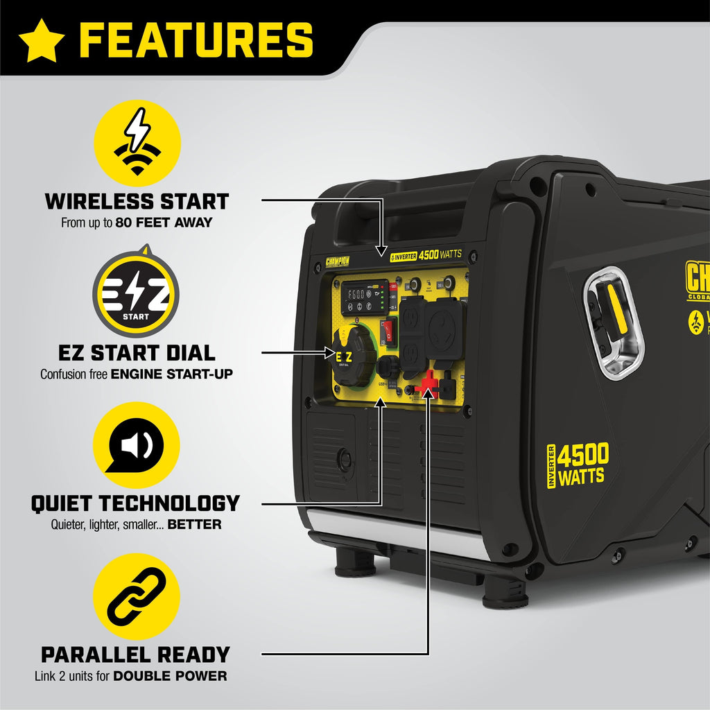 Champion Power Equipment 4500-Watt Portable Gasoline Inverter Generator with Wireless Remote Start