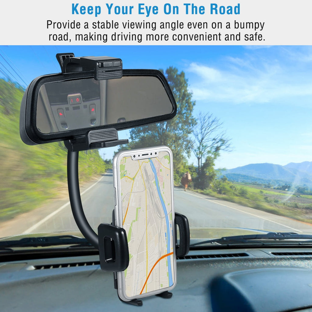 Car Rear View Mirror Phone Mount Holder, iMounTEK Universal 360° Rotation Phone Stand Cradle for iPhone Samsung GPS