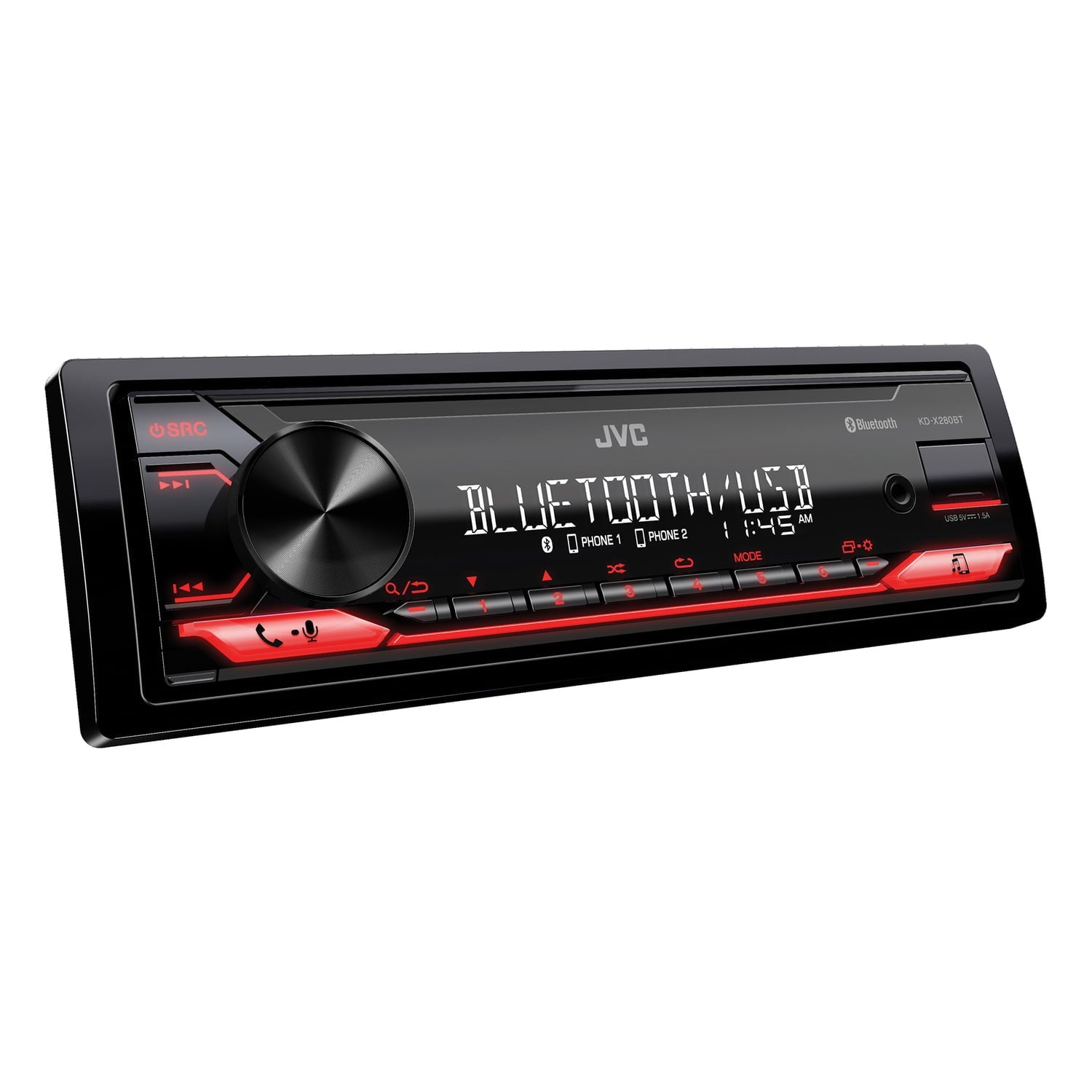 JVC KD-X280BT KD-X280BT Car In-Dash Unit, Single-DIN Digital Media Receiver with Bluetooth