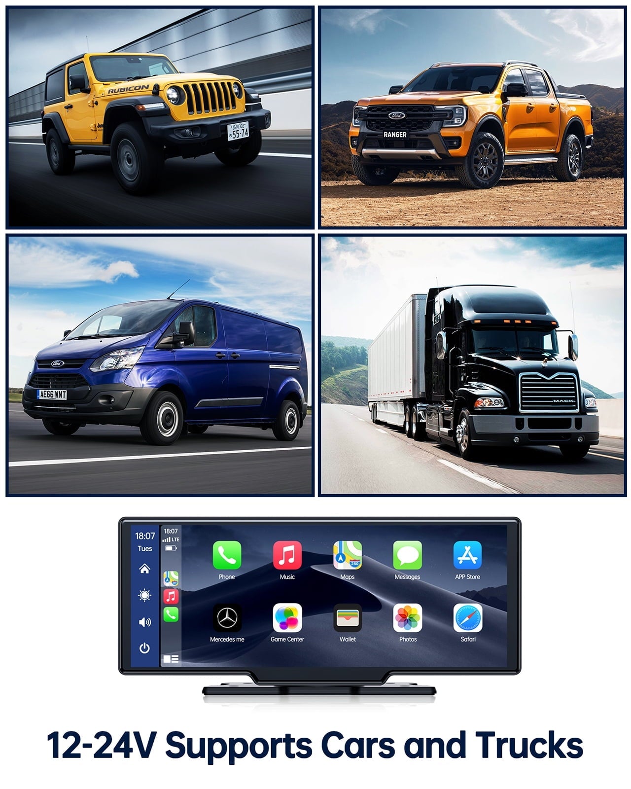 Lamtto 9.26" Touchscreen Wireless Car Stereo Car Radio Receiver GPS Navigation Audio with Apple Carplay Android Auto Support Backup Camera Airplay