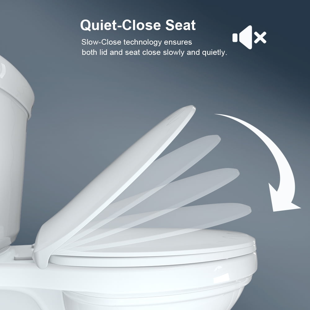 R&T Elongated Toilet Seat Soft Slow Close with Built-in Night Light White Plastic