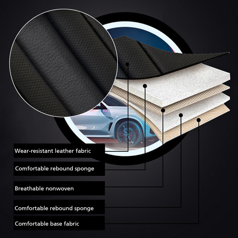 OTOEZ 5D Luxury Leather Car Seat Cover Full Set Front, Rear 5 Seats Protector Universal Fit
