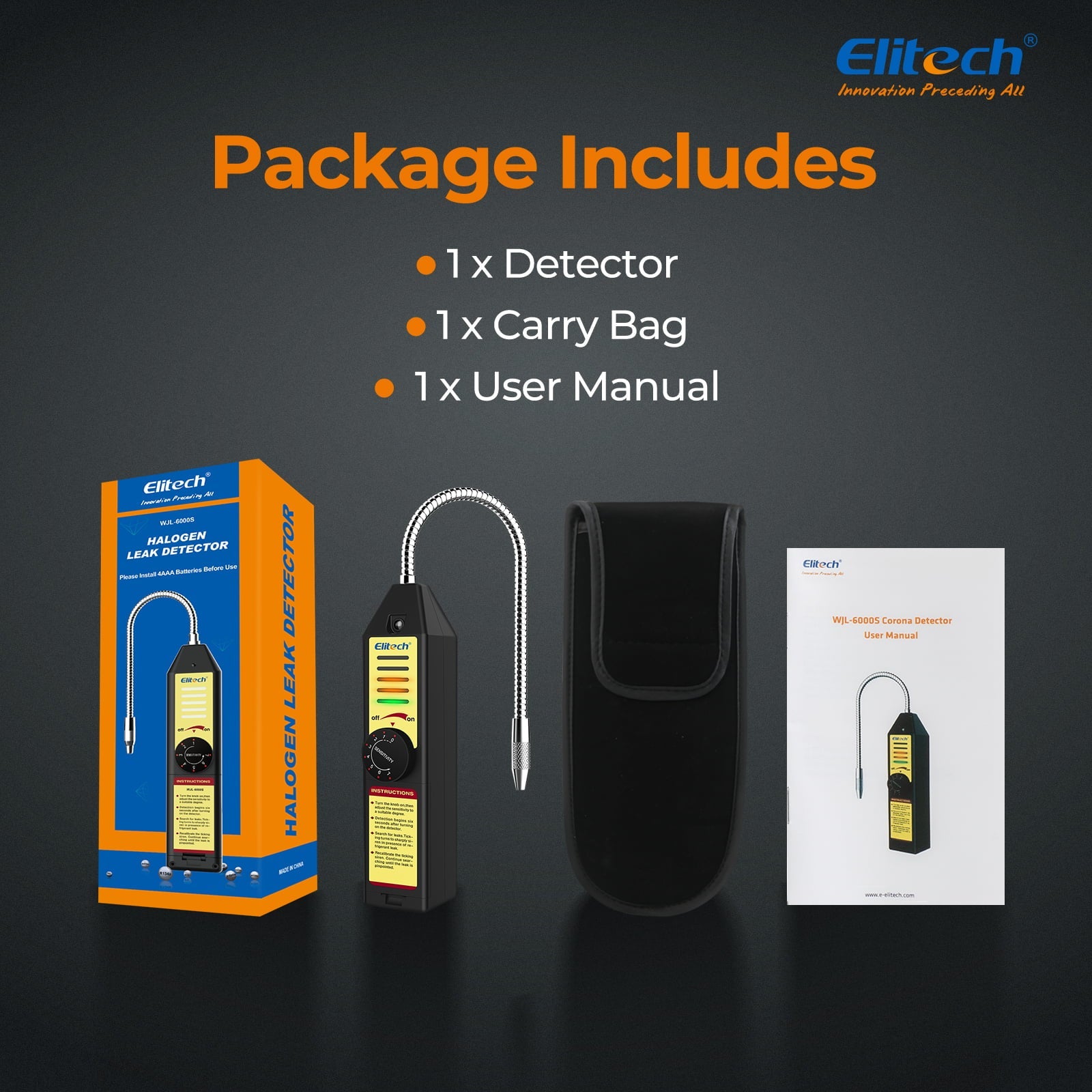 Elitech WJL-6000S Freon Leak Detector Halogen Gas Sniffer Refrigerant Tester AC Leak Tester R22 R410A R134A R1234YF