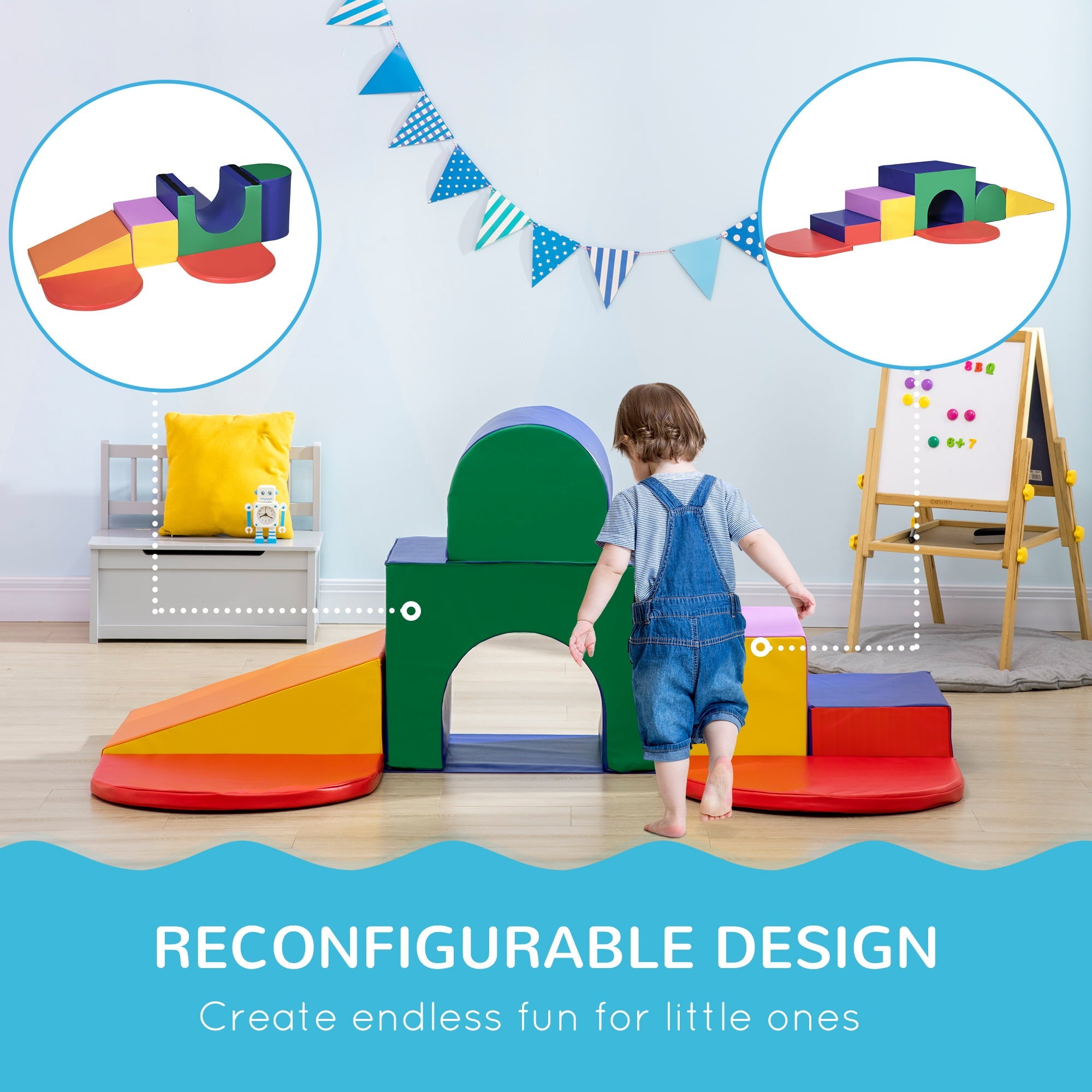 Qaba Rearrangeable Toddler Climber Soft Play Equipment for Creativity