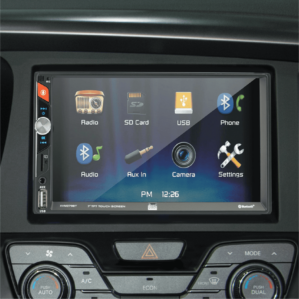 Dual Electronics 7" Double DIN Car Stereo BUNDLE with 6.5" 2-Way Speakers.  200W, LED Touch Screen, Bluetooth Connectivity, New