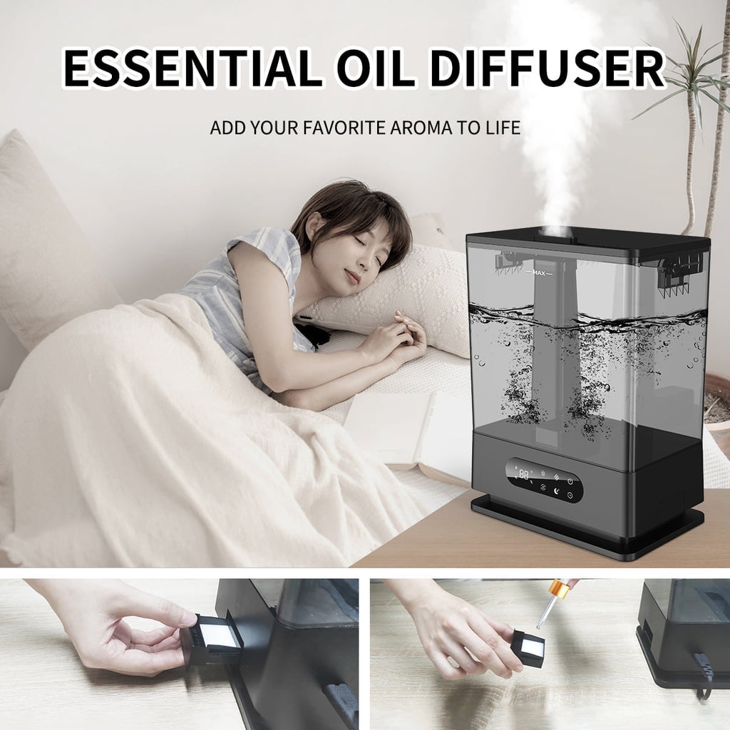 ALROCKET 6.5L Large Humidifiers Top Fill Cool Mist Humidifier for for Bedroom, Home, and Large Room Black