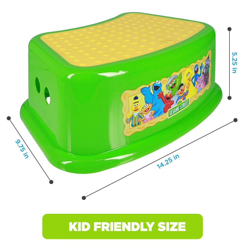 Sesame Street "Framed Friends" Non-Slip Step Stool, Single Step Plastic Step Stool