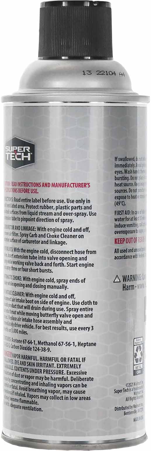 Super Tech Carburetor Cleaner — 10% VOC, 10 oz.