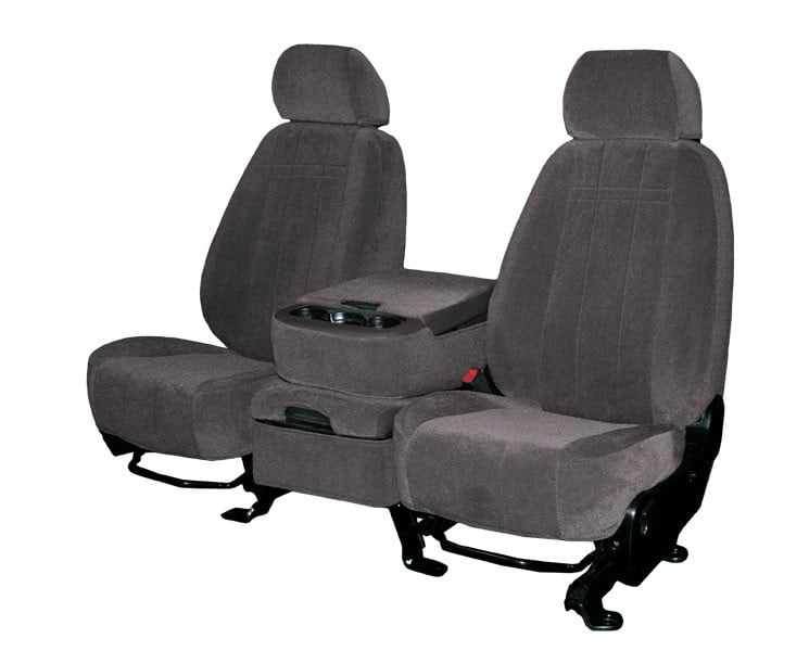 CalTrend Front Velour Seat Covers for 2003-2007 Chevy/GMC Avalanche|Tahoe|Suburban|Silverado|Sierra|Yukon 1500-3500 - CV380-03RA Charcoal Classic Insert and Trim