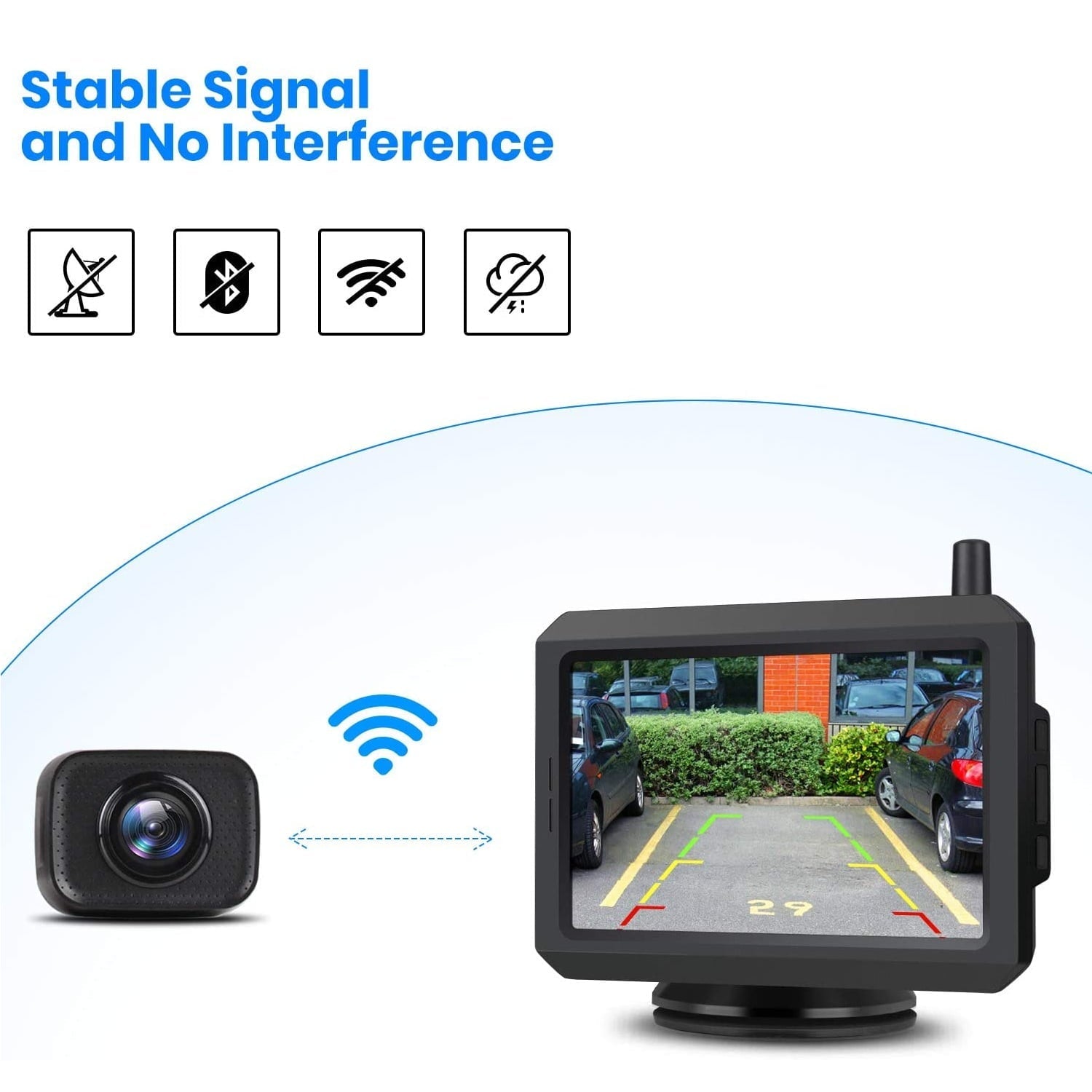 Auto-Vox Backup Camera Wireless 5'' Monitor Kit, Waterproof Rear View Camera Reversing Parking System for Trucks, SUV, and Universal Cars