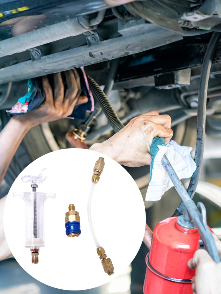 Oil Dye Injector Air Conditioning Injection Tool Hand Air Conditioning Car Oil Injection Dye Injection Tool Premium Durable Liquid Oil Coolant Filler Tube 30ml for Car Accessory