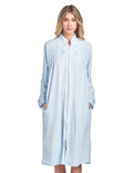 Casual Nights Women's Zipper Front Jacquard Terry Fleece Robe Duster - Blue - X-Large