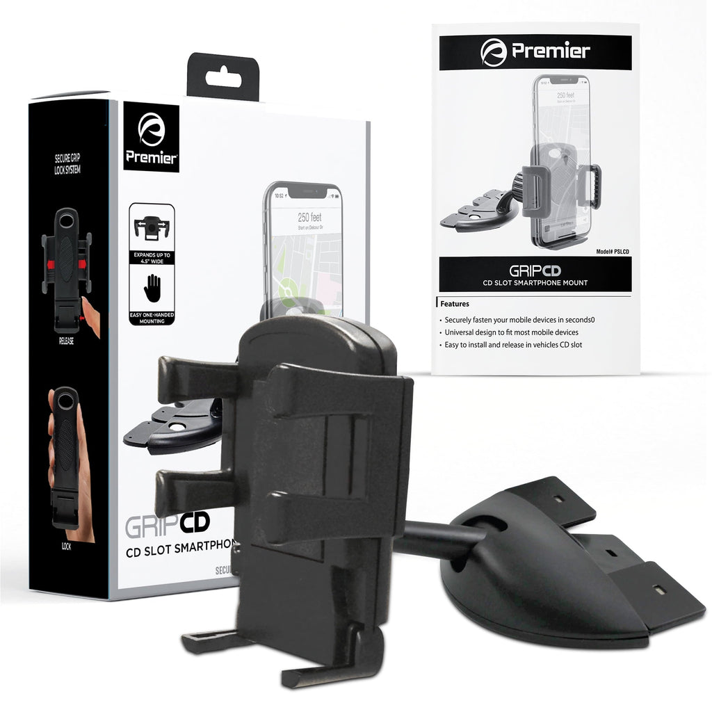 Premier CD Slot Phone Mount and Holder with Expandable Grip for all Mobile Devices, Black