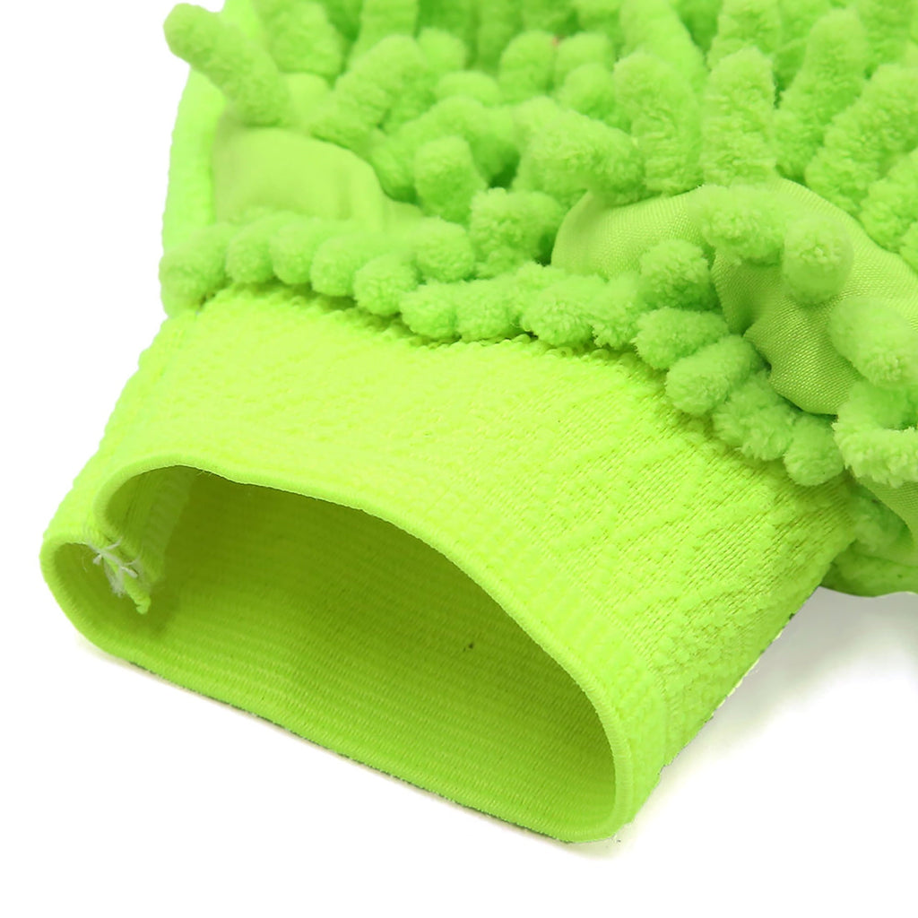 Unique Bargains Protective Microfiber Chenille Car Wash Glove Anti Scratch for Auto Vehicle Green