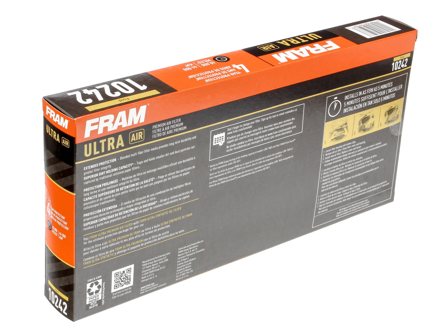 FRAM Ultra Air XGA10242, Premium Engine Air Filter for Select Ford, Lincoln, Mazda Vehicles