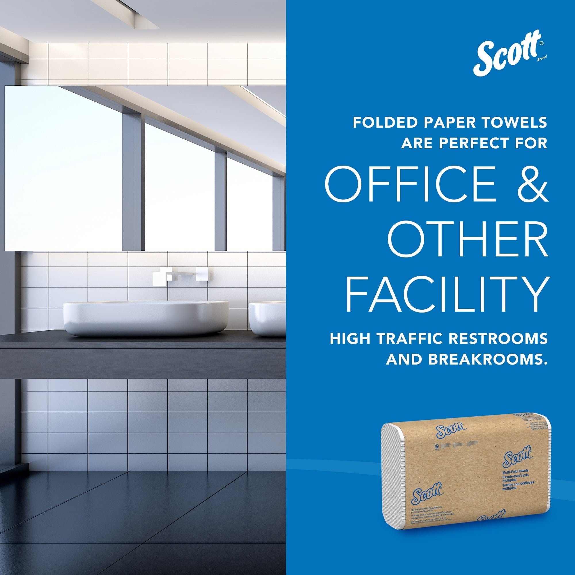 Scott Essential Multi-Fold Towels, 9.2 x 9.4, 250/Pk, 16 Pk/CT