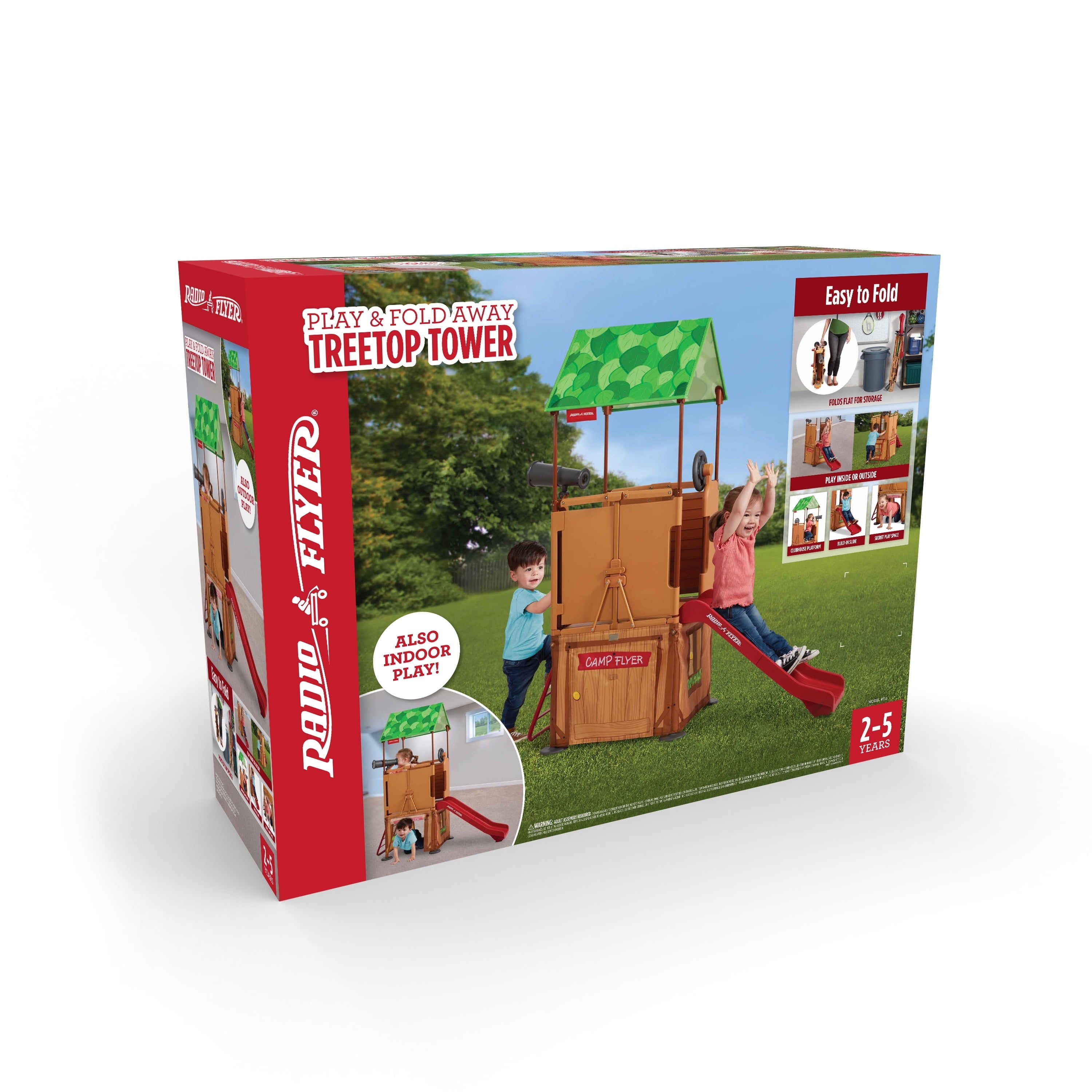 Radio Flyer, Folding Treetop Climber Playset with Slide, for Kids and Toddlers, Ages 2-5 years, Indoor and Outdoor Play