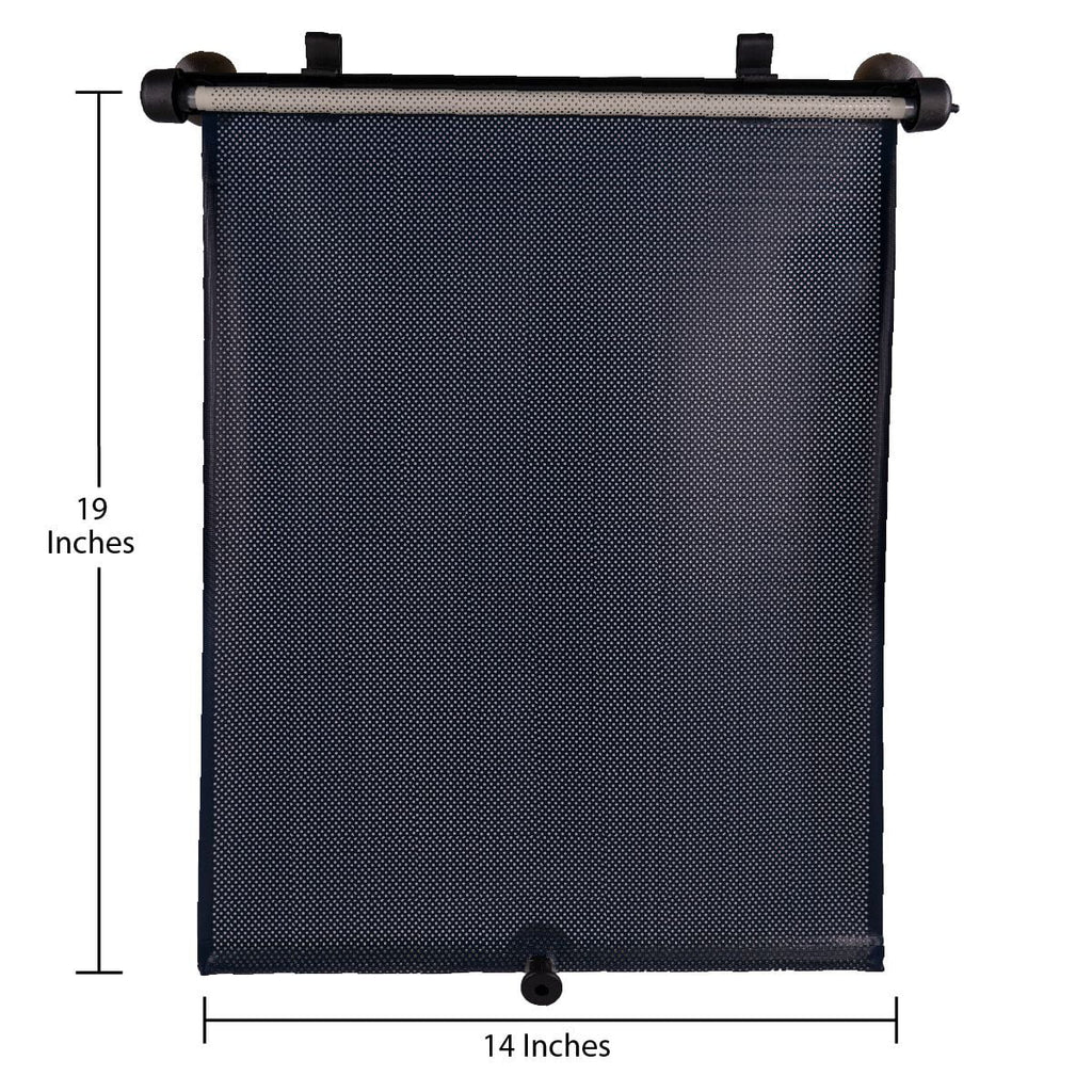 Auto Drive 1 Count Blue Retractable Roller Windshield Visor Sun Shade Product, Size 19" x 16"