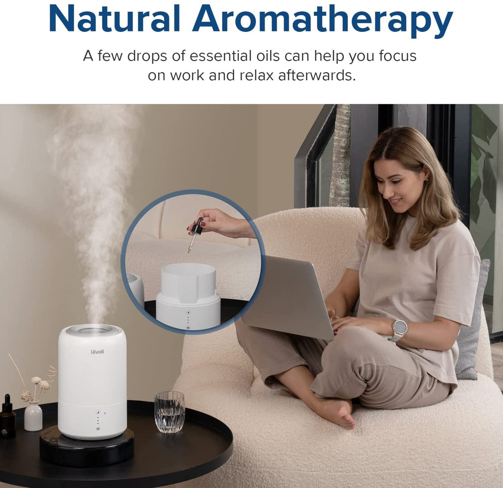 Levoit 1.8L 260 sq ft Cool Mist Humidifier for Room, White