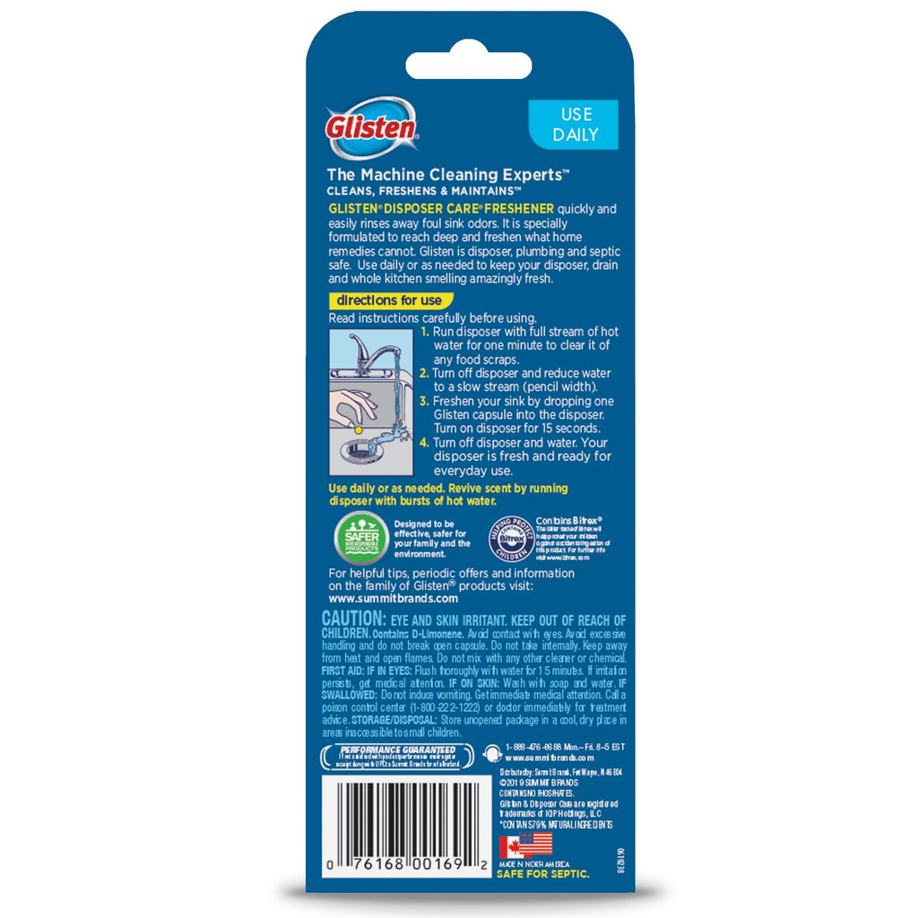 Glisten Disposer Care Freshener Pods, 10 Pack