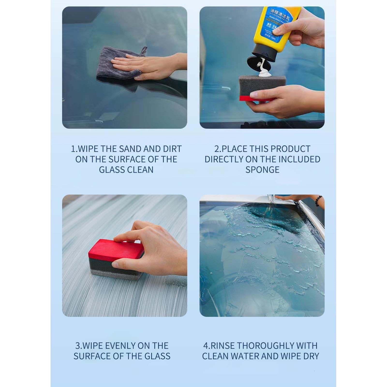 Car Glass Oil Film Cleaner, Glass Film Removal Cream,Popular Car Oil Film Cleaning Emulsion, Windshield Oil Film Stain Removal, Wiper Oil Film Cleaning Agent 150ml