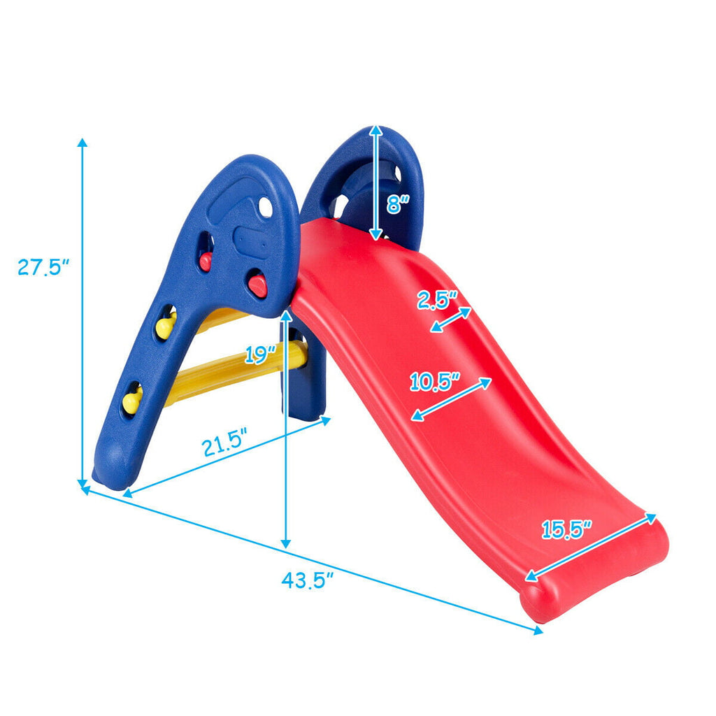 Gymax 2 Step Children Folding Slide Plastic Fun Toy Up-down For Kids Indoor & Outdoor
