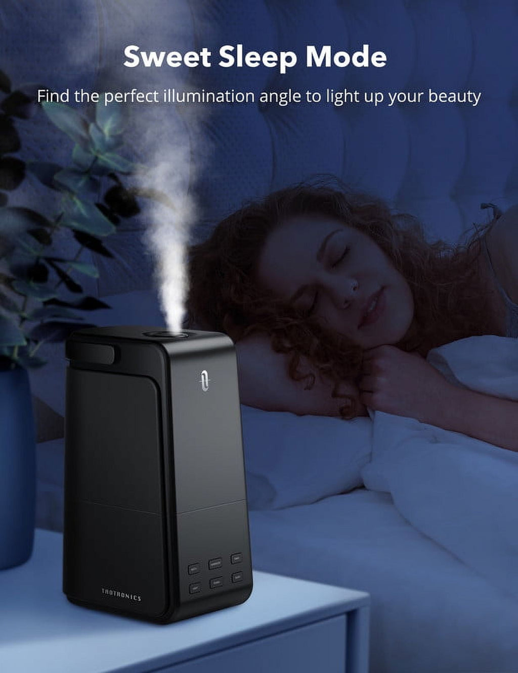 TaoTronics Humidifiers for Home, 4L Ultrasonic Cool Mist Humidifier with Automatic Humidity Monitoring