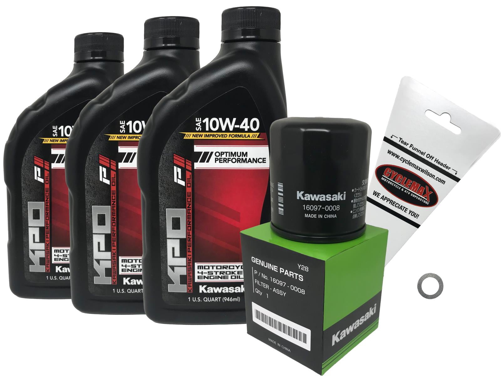 Cyclemax Oil Change Kit for 2013-2017 Kawasaki NINJA 300 with 10W-40 Oil