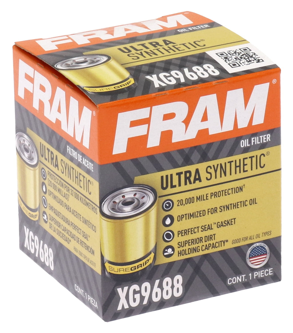 FRAM Ultra Synthetic Oil Filter, XG9688 Fits select: 2012-2023 HYUNDAI ELANTRA, 1990-2019 HYUNDAI SONATA