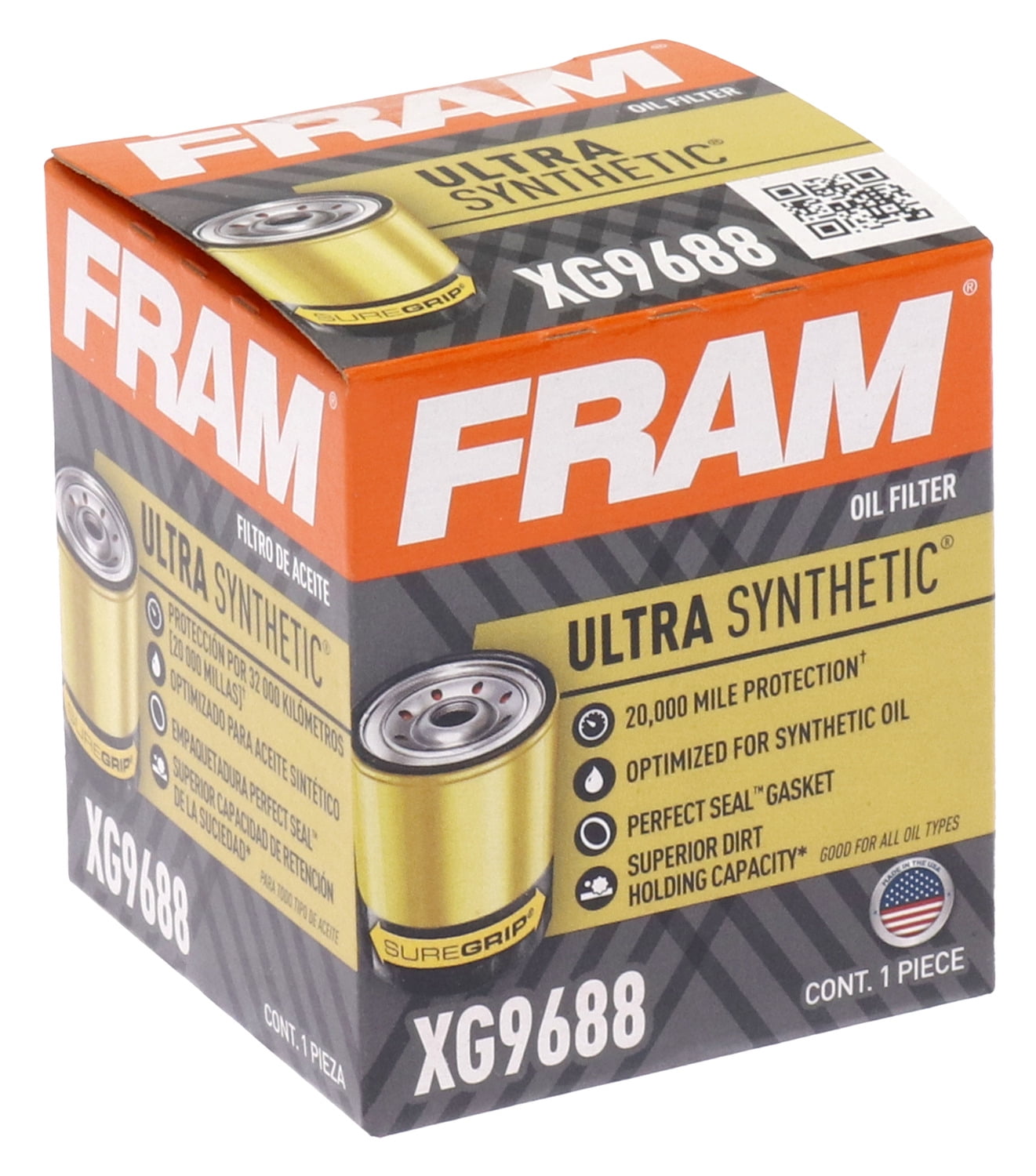 FRAM Ultra Synthetic Oil Filter, XG9688 Fits select: 2012-2023 HYUNDAI ELANTRA, 1990-2019 HYUNDAI SONATA