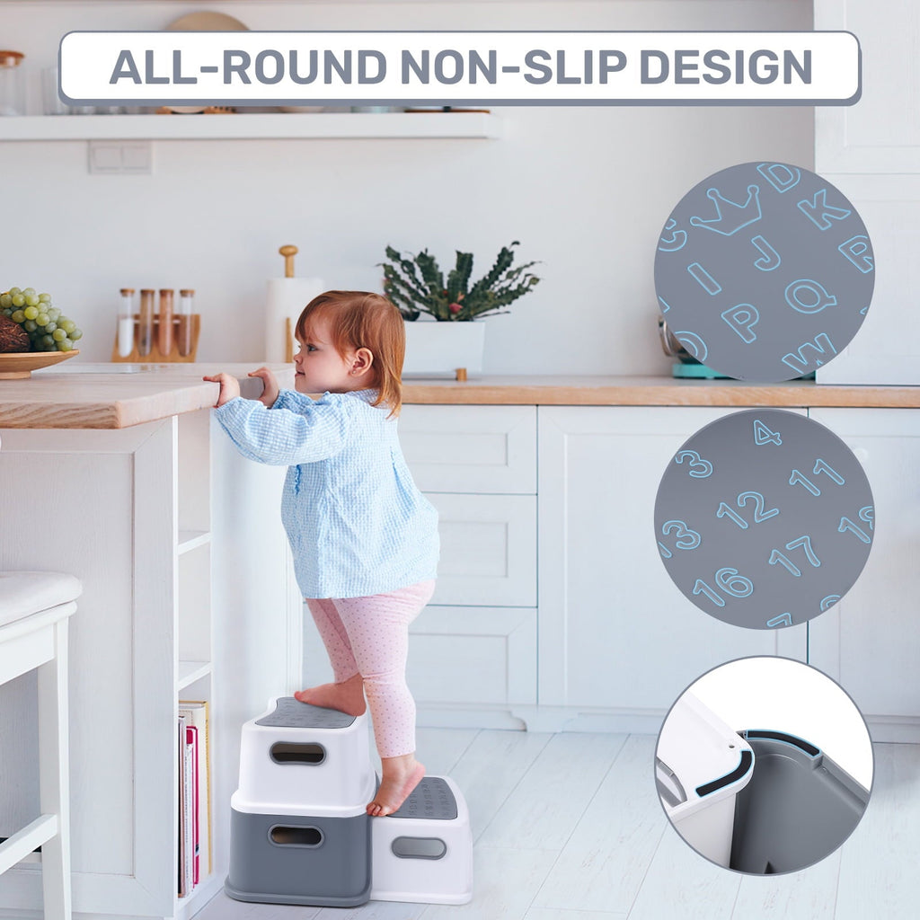 2 Step Stool for Kids, Anti-Slip Bathroom Step Stool Potty Stool for Toilet Potty Training