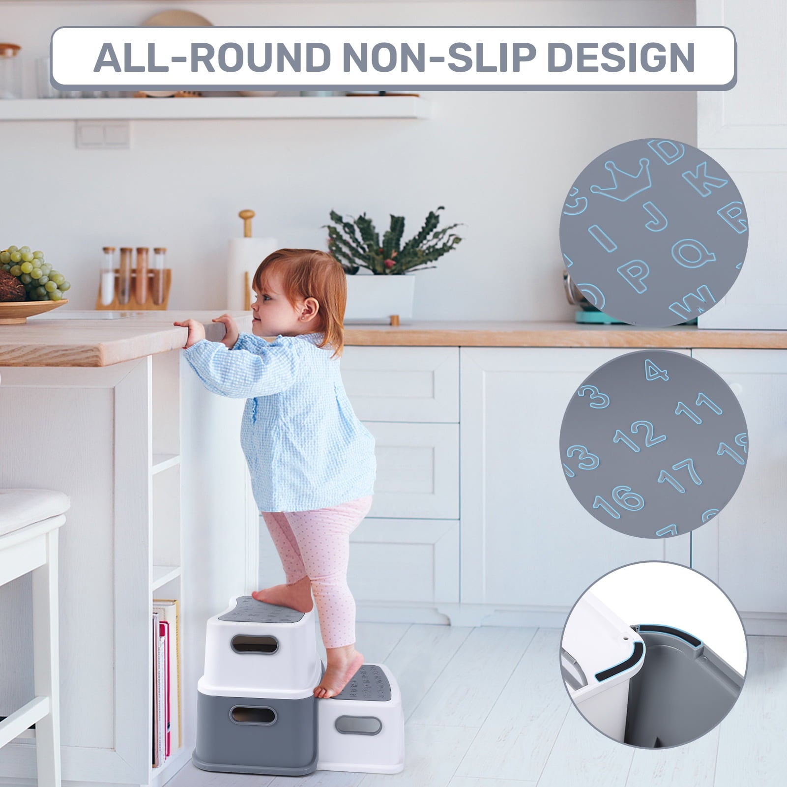 2 Step Stool for Kids, Anti-Slip Bathroom Step Stool Potty Stool for Toilet Potty Training