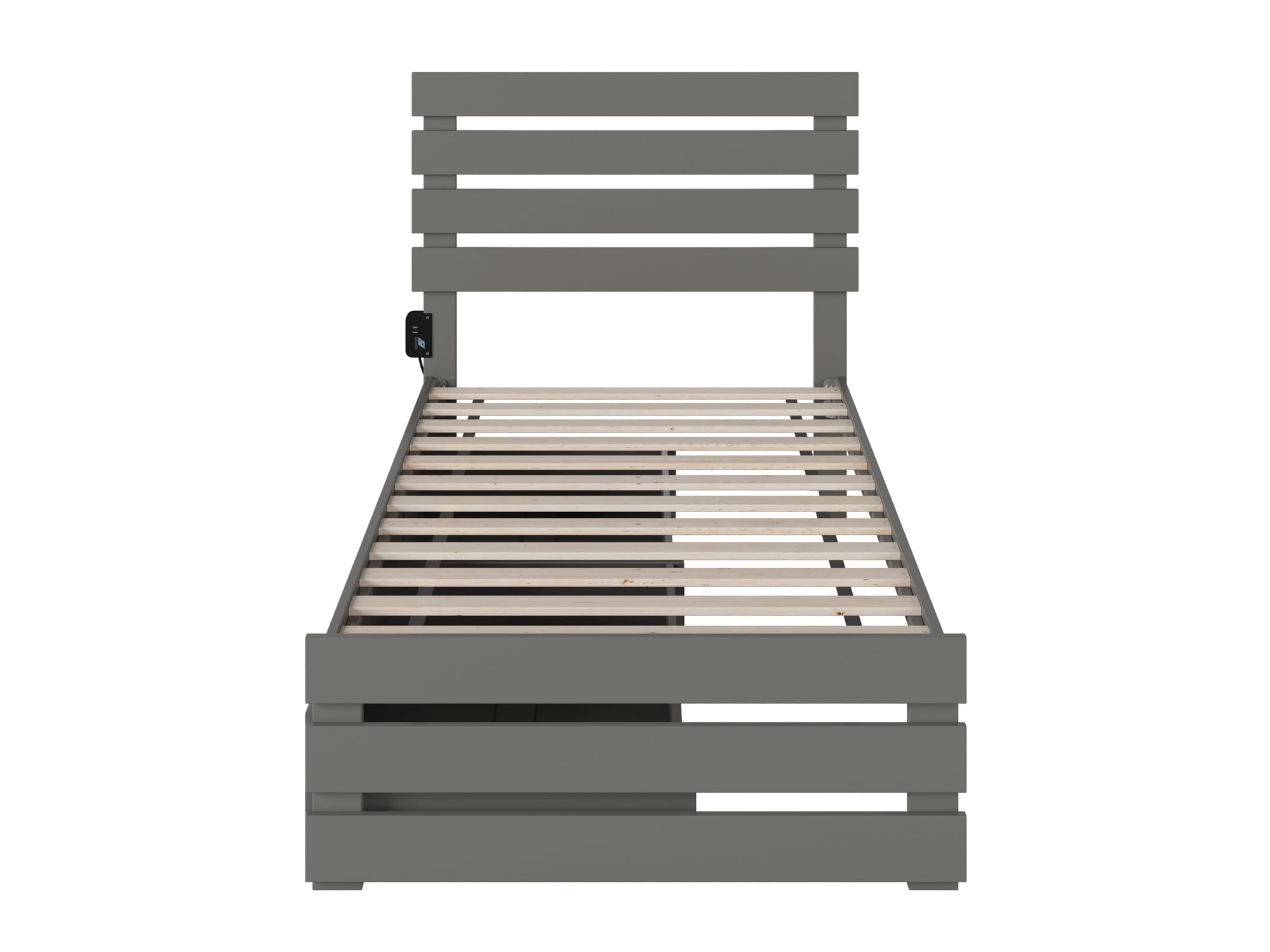 Oxford Twin Bed with Footboard and USB Turbo Charger with 2 Drawers in Grey