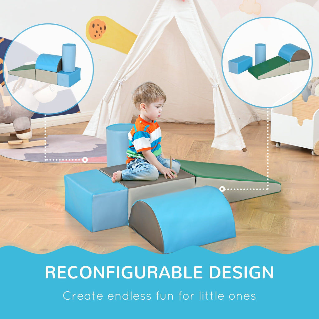 Soozier 5 Piece Climb and Crawl Activity Play Set, Foam Playset for Toddler, Indoor Play Equipment