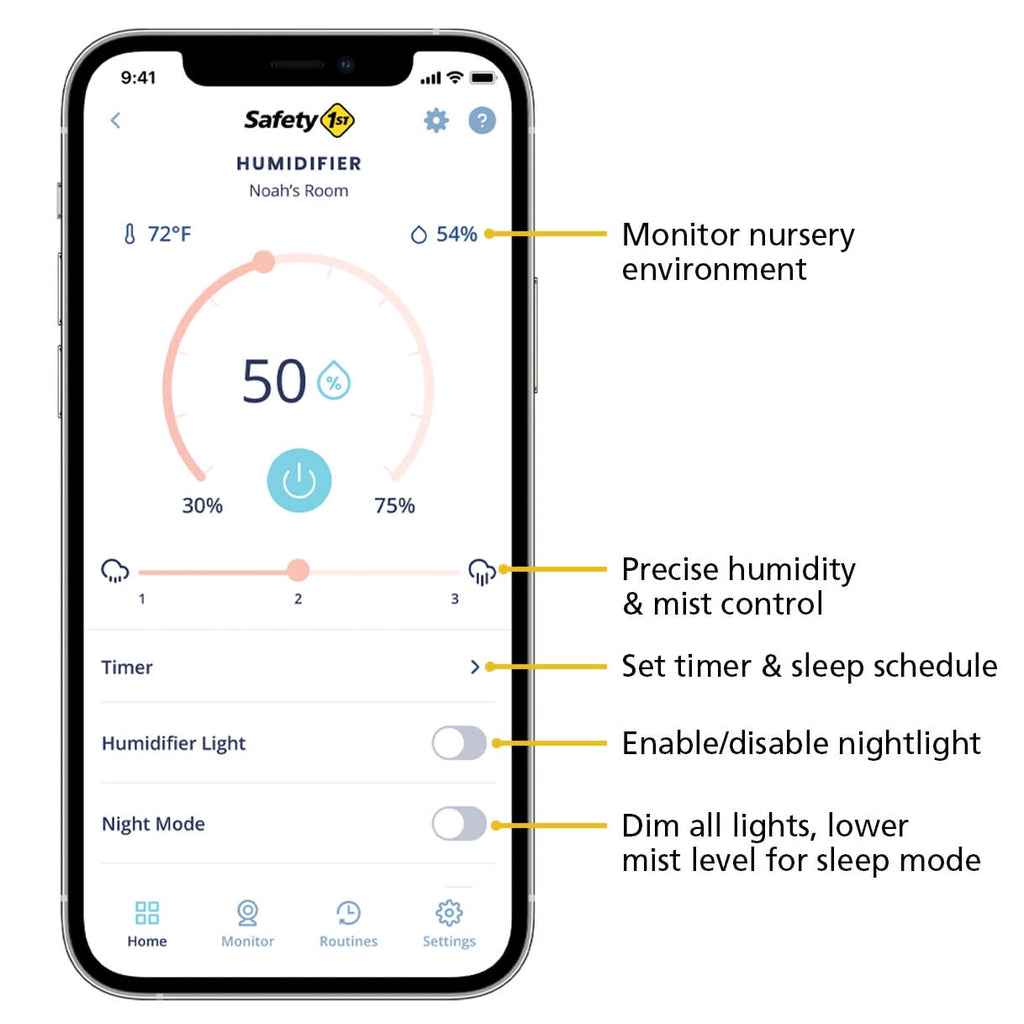 Safety 1ˢᵗ Smart Humidifier, Natural with White