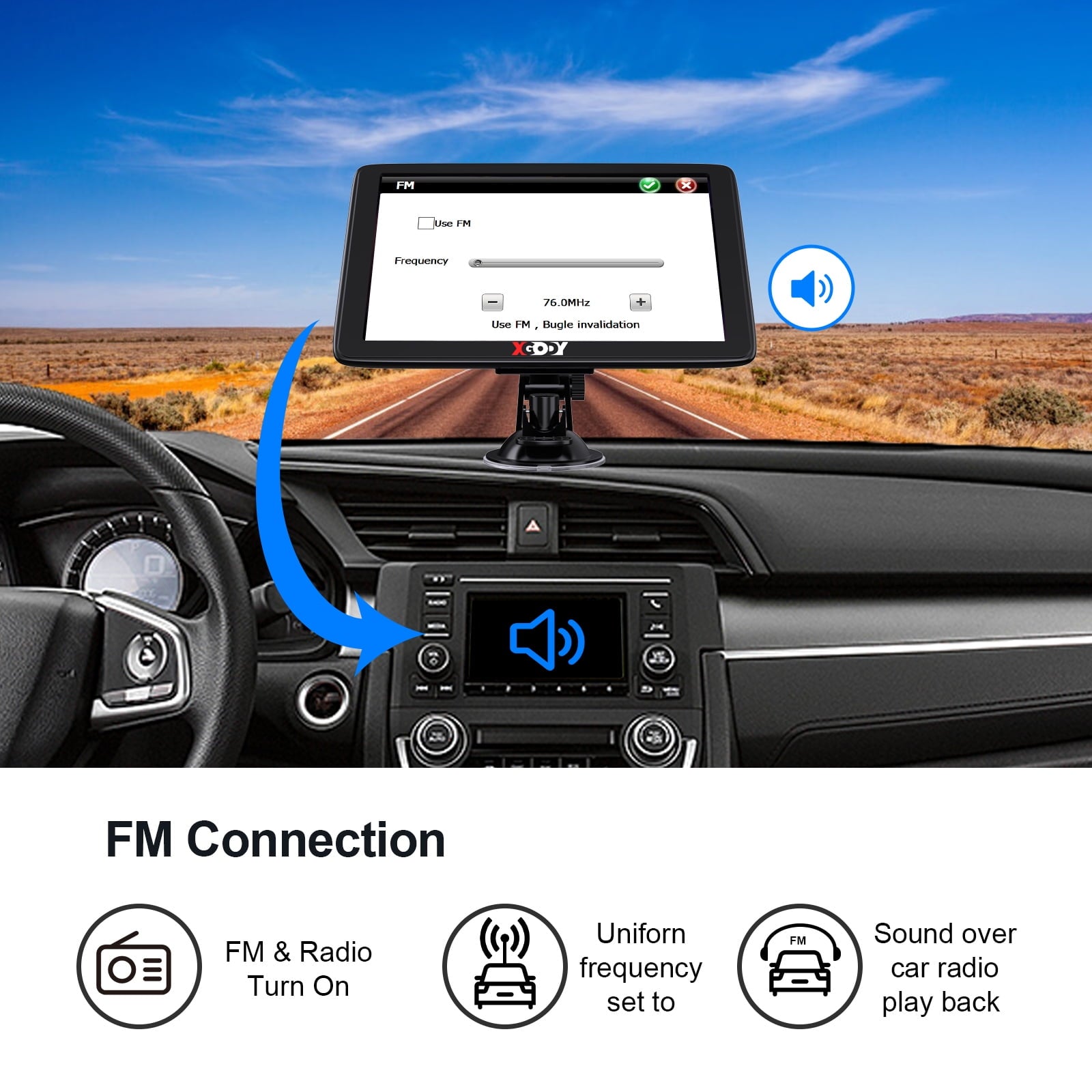 XGODY 7 inch GPS for Car GPS Navigation for Car 8GB+256 Truck GPS Sat Nav with Speed Voice Guidance Route Planning Lifetime Free Map Update