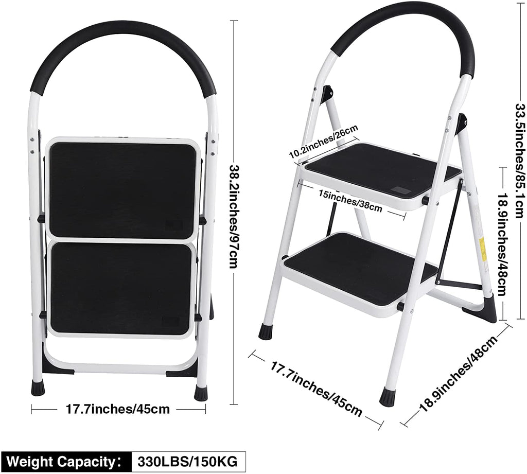 SUGIFT 2 Step Ladder Folding Step Stool with Anti-Slip Pedal Steel Ladder for Household, Kitchen and Office