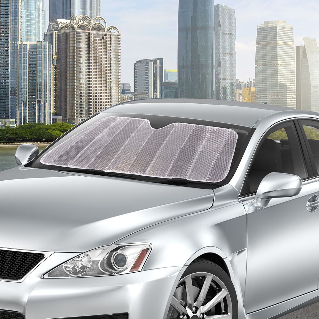 Auto Drive Universal Fit On Most Vehicles' Windshield Silver Accordion Sunshade 1 Pack, 63'' x 28.5''